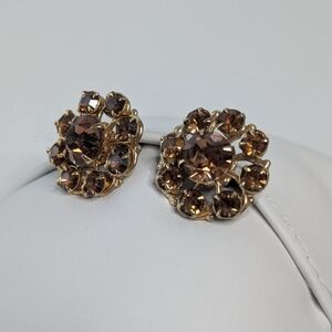 Weiss Crystal Screw Back Vintage Earrings